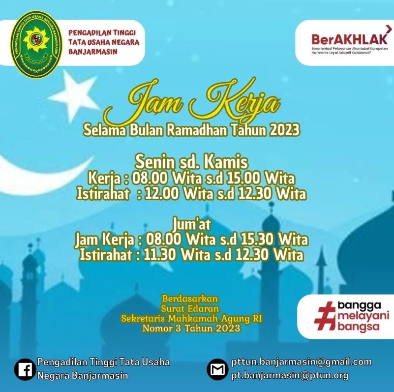 Jam Kerja Selama Bulan Ramadhan Tahun 2023